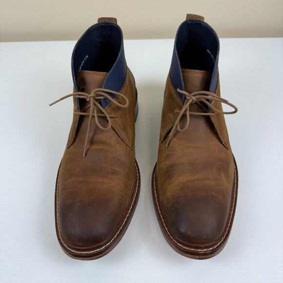 Cole Haan Men's Chukka Boots Brown Leather Blue Top Distressed - Picture 2 of 10